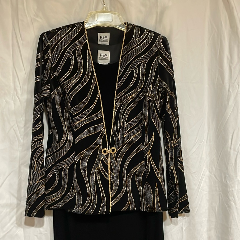 Black dress with Gold sparkly jacket